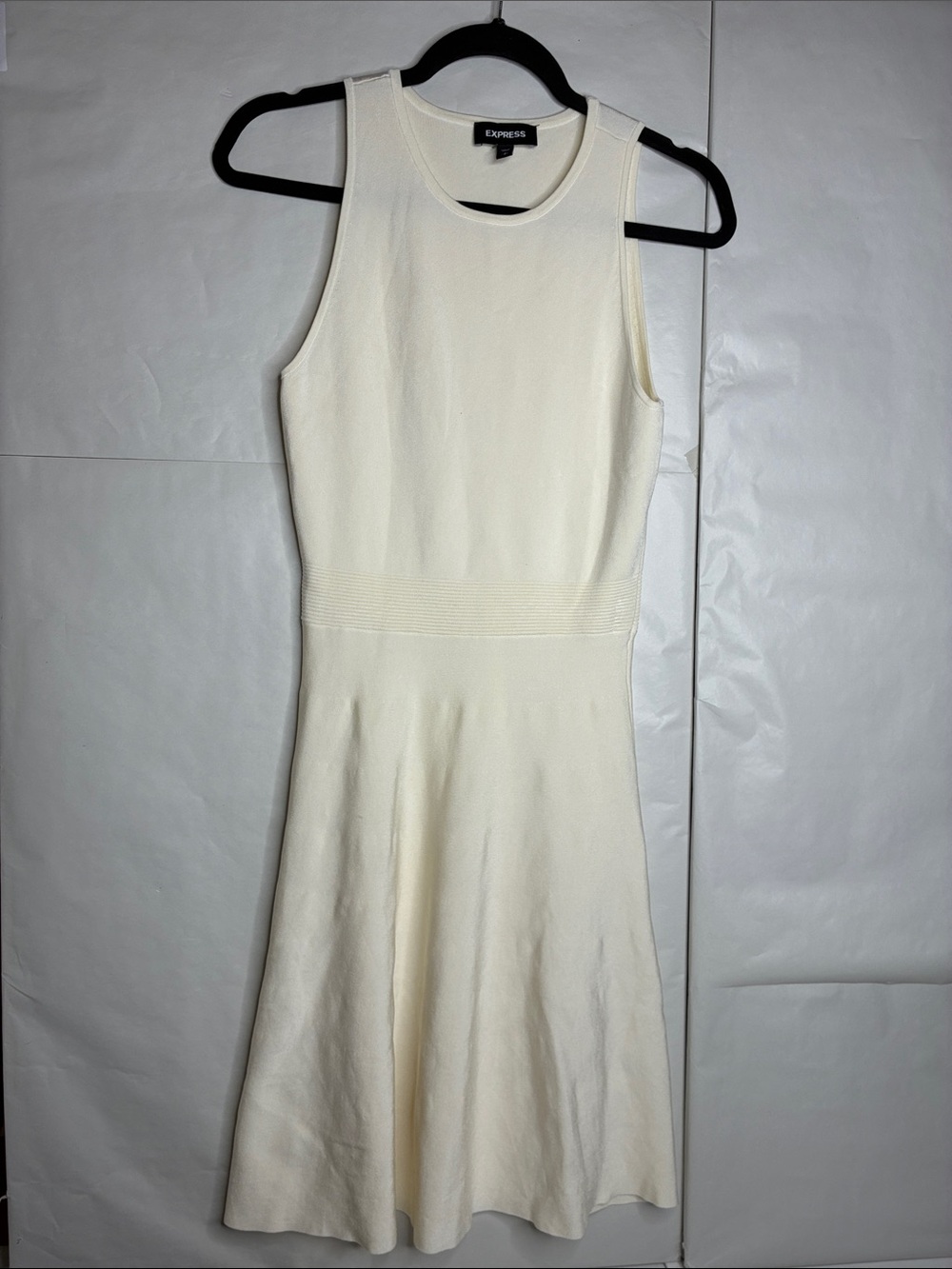 Express Ivory Sleeveless Fit & Flare Midi Dress